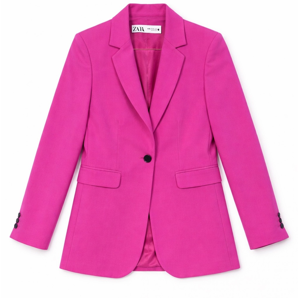 Zara BUTTONED TAILORED BLAZER Fuchsia XS like new